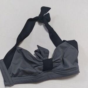Cosabella Halter Style Black and Gray Bikini Top Size 1